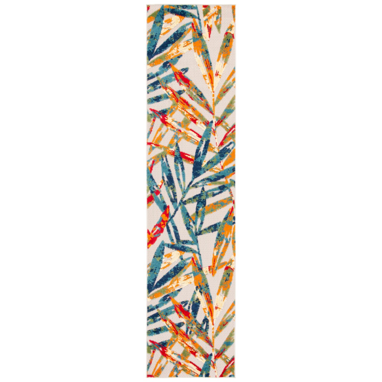 Safavieh Outdoor Cbn368A Cabana Collection Ivory / Navy Rug Geometric Pattern